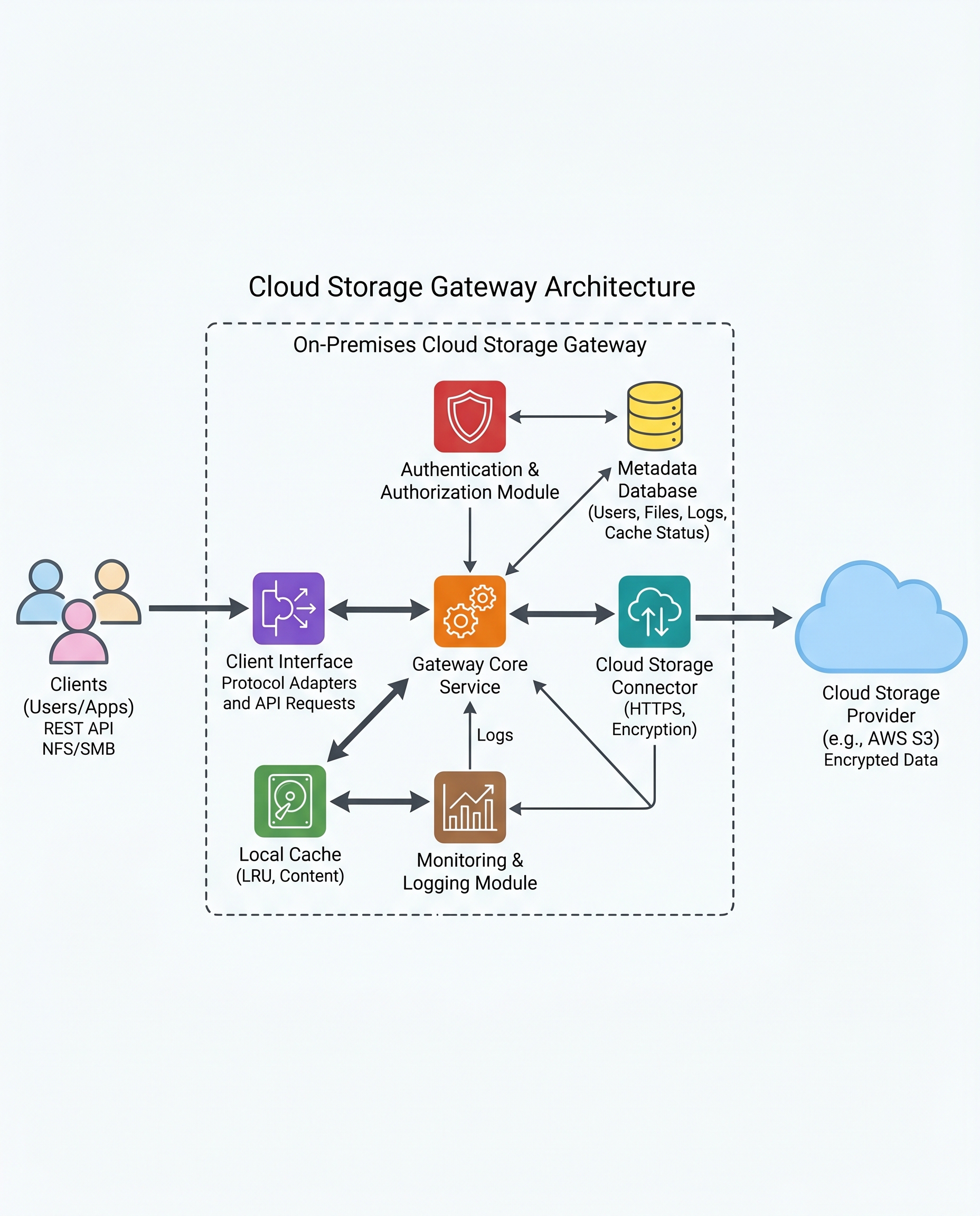 Cloud storage gateway cache diagram